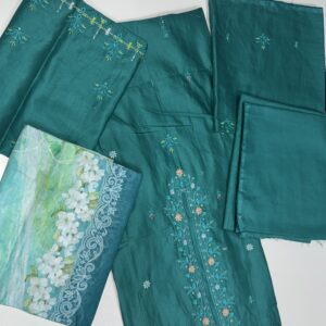 Embroidery 3pc lawn peacock blue